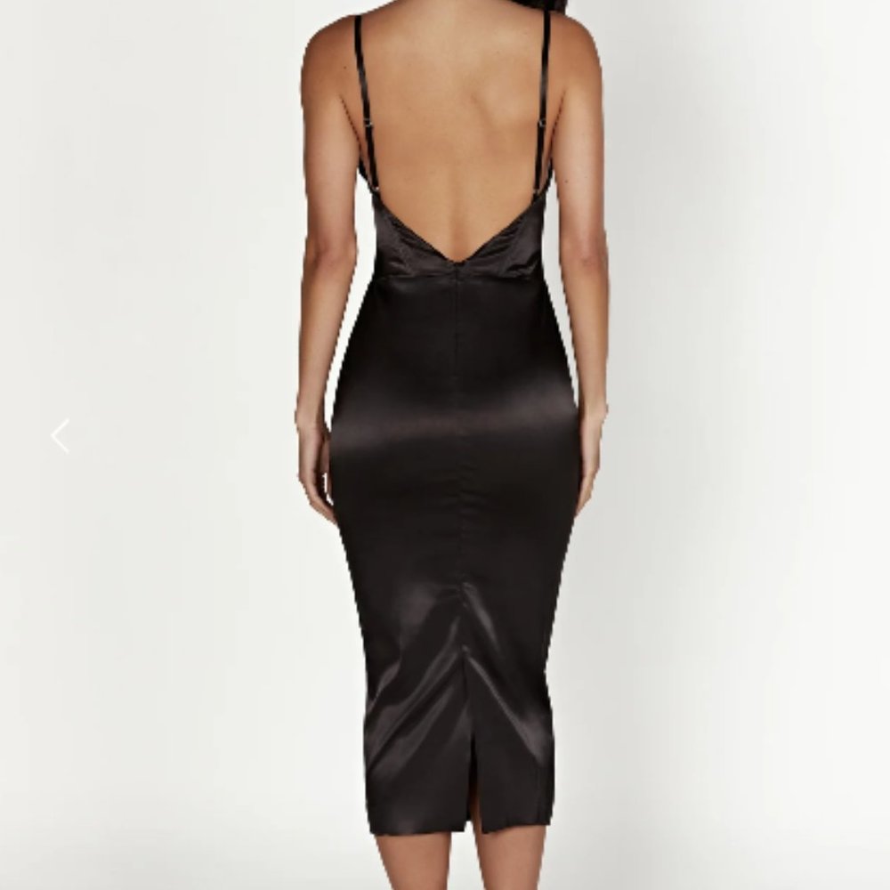 Meshki Black Satin Midi Dress - Picture 12 of 16